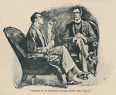 Ottaa hehkuvaa tuhkaa pihdeillä, 1892 tekijältä Sidney Paget