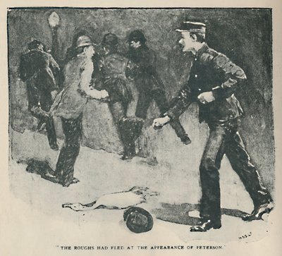 Roughs oli paennut Petersonin ilmestyessä, 1892 tekijältä Sidney Paget