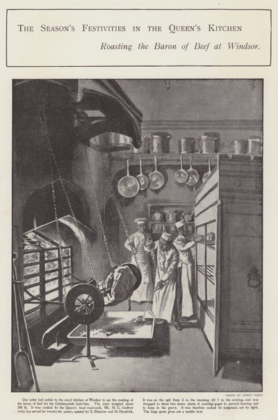 Kauden juhlat kuningattaren keittiössä (litho) tekijältä Sidney Paget