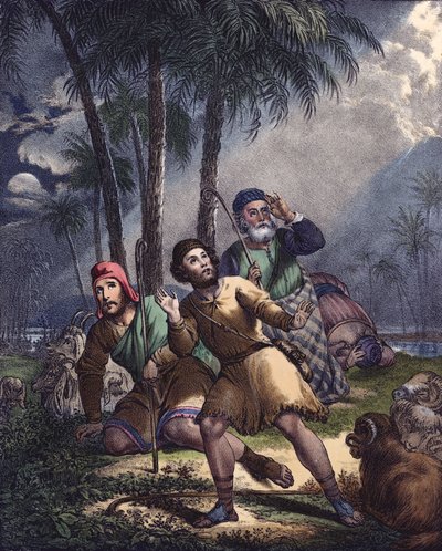 Kristus ilmoitti juutalaisille paimenille (väri litho) tekijältä Siegfried Detler Bendixen