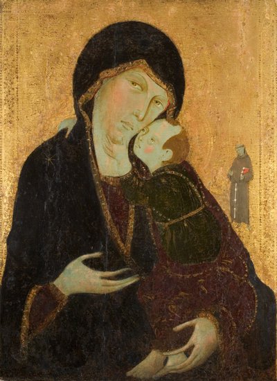 Madonna ja lapsi Pyhän Franciscuksen kanssa, n. 1285 (tempera paneelissa) tekijältä Sienese School