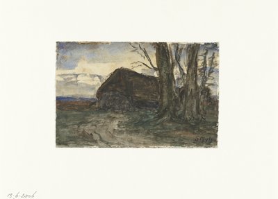 Lammastarha puiden vieressä iltataivaalla tekijältä Sientje Mesdag van Houten