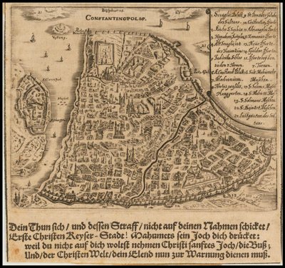 Sigmund von Birkenin laatima Konstantinopolin kartta vuodelta 1668. tekijältä Sigmund von Birken