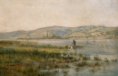 Melova mies järvellä (maalaus) tekijältä Sigrid Bolling