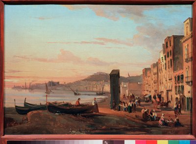Laituri Napolissa (Italia). Sylvester Feodosiyevich Shchedrin (Sylvester Shchedrin) (1791-1830) maalaus öljy kankaalle tekijältä Silvestr Fedosievich Shchedrin