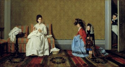 Pikkutytöt leikkivät naisia tekijältä Silvestro Lega