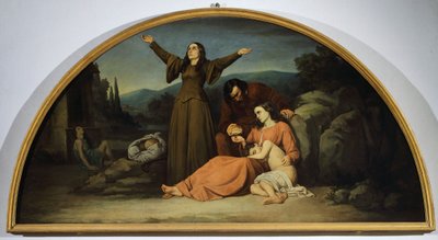 Lunette of Famine, kirjoittanut Silvestro Lega (1826-1895), Kantonin oratorio, Modigliana, Emilia Romagna tekijältä Silvestro Lega