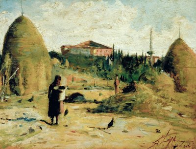 Villa Bandini al Gabbro, noin 1889-90 (öljy kartongille). tekijältä Silvestro Lega