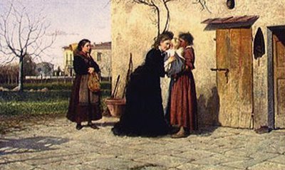 Pienen tytön luona (öljy kankaalle) tekijältä Silvestro Lega