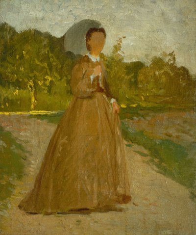 Nainen puutarhassa, noin 1864 (öljy kankaalle). tekijältä Silvestro Lega
