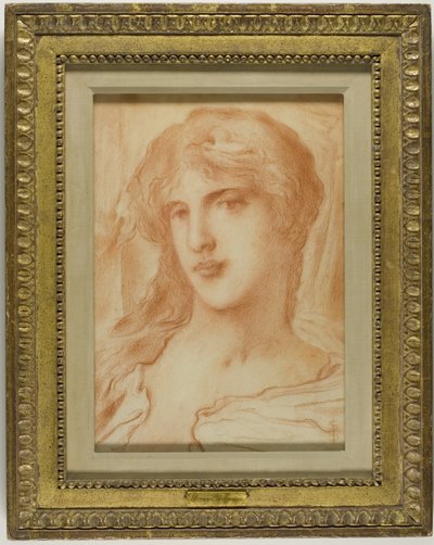 Pää, n.1880 (punaliitu härskille vellapaperille). tekijältä Simeon Solomon