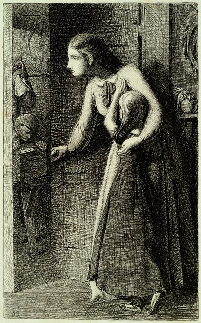 Kummitustalo, n. 1858 (etsaus painettu intialaiselle paperille) tekijältä Simeon Solomon