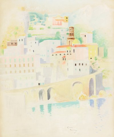 Atrani, Amalfin rannikko (pastelli paperille) tekijältä Simon Albert Bussy