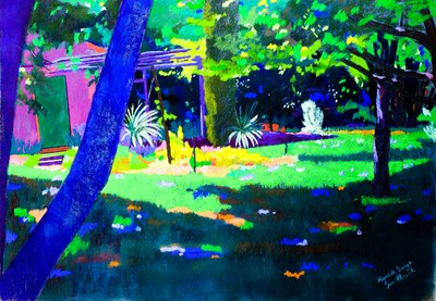 Salvia kukkia (pastelli paperille) tekijältä Simon Fletcher