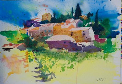 Fouzilhon, 2009 (akvarelli) tekijältä Simon Fletcher