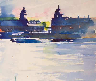 Greenwich Isle of Dogs -saarelta, 2016 (akvarelli) tekijältä Simon Fletcher