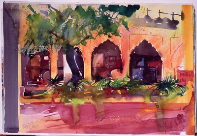 Haveli Inn Pal Jodphur, 2007 (akvarelli paperille) tekijältä Simon Fletcher