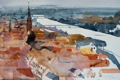 Heidelberg Schlossista, 2006 (akvarelli) tekijältä Simon Fletcher