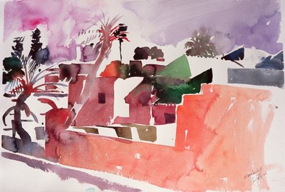 Marrakech 1 (akvarelli paperille) tekijältä Simon Fletcher