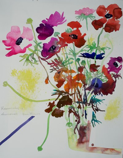 Ranunculus  anemones, 2010 (akvarelli) tekijältä Simon Fletcher