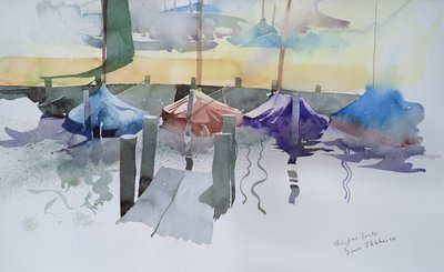 Viisi venettä, 2002 (akvarelli) tekijältä Simon Fletcher