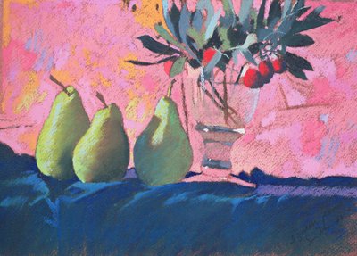 Kolme vihreää päärynää, 2004 (pastelli) tekijältä Simon Fletcher