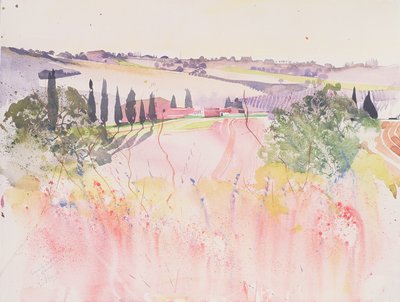 Toscana Montalcinon eteläpuolella, 2002 (akvarelli) tekijältä Simon Fletcher
