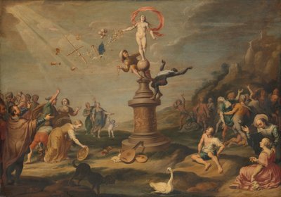 Jumalatar Fortuna lahjoittamassa lahjojaan tekijältä Simon Flocquet (attributed to)