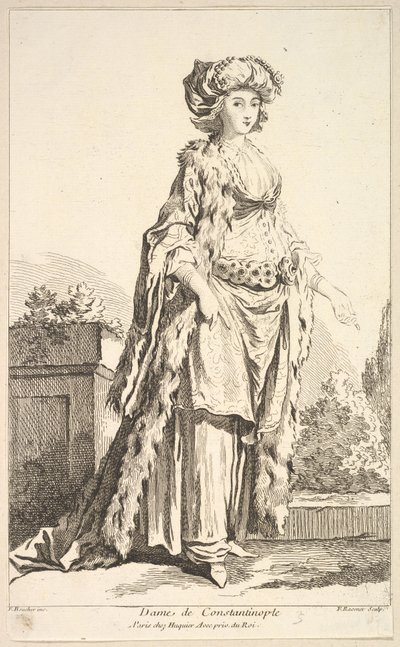 Lady of Konstantinopoli, Recueil de useista ulkomaisista hahmoista Keksijä ..., 1700-luku. tekijältä Simon Francois Ravenet