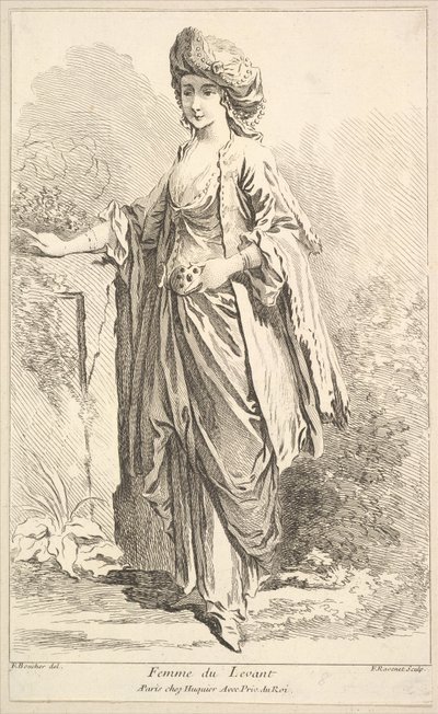 Levantin nainen, kokoelmasta erilaisia ​​ulkomaisia ​​hahmoja Keksijä F. Bouc..., 1700-luku. tekijältä Simon Francois Ravenet