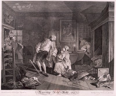"Avioliitto a la mode, levy V", 1745 tekijältä Simon Francois Ravenet