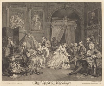 Avioliitto a la Mode: pl.4 tekijältä Simon Francois Ravenet I after William Hogarth