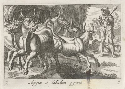Hercules hoedt de kudde van Geryon (otsikko esineessä) Herculische-teeman (sarjan nimi) tekijältä Simon Frisius