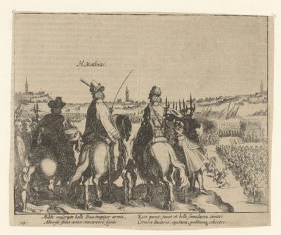 Matthias ja Oranian prinssi tarkastavat valtion armeijan, 1578 tekijältä Simon Frisius