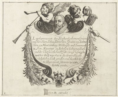 Johann Albrechtin, Solmsin kreivin, hautajaissaattueen etusivu, 1623 tekijältä Simon Frisius