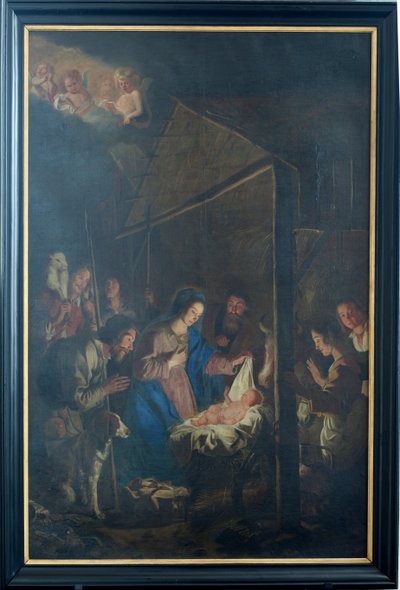 Seurakuntakirkko (Our Lady of Ascension Church). Sisustus. maalaus. Joulun kohtaus. Simon DePaepe. Alkuperäinen luostari Ename (?). tekijältä Simon II de Pape
