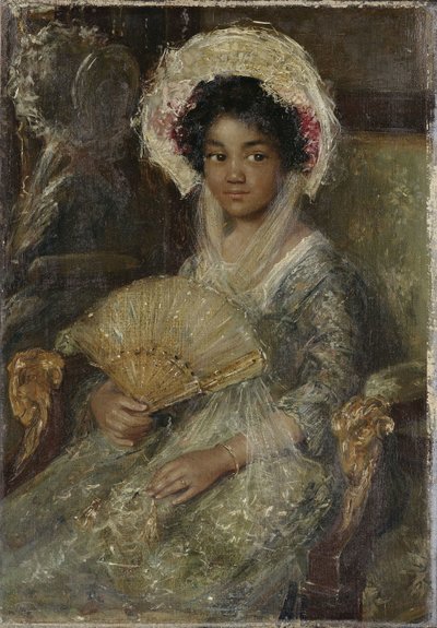 Nuori nainen tuulettimen kanssa, c. 1906 (öljy kankaalle) tekijältä Simon Maris