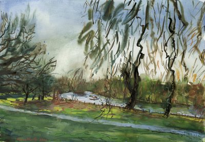 Buccleuch Gardens (akvarelli ja guassi paperille) tekijältä Simon Neville