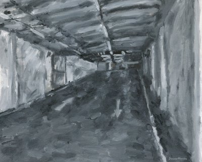 Parkkihallin sisätila nro 11, 2023 (öljy kankaalle) tekijältä Simon Neville