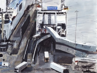 Dover, 2019 (akryyli, akvarelli, guassi ja muste paperille). tekijältä Simon Neville