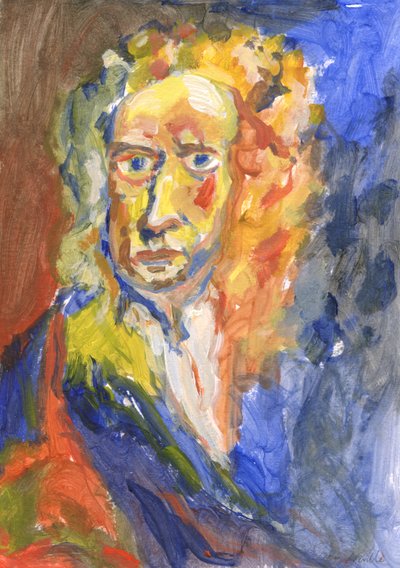 Sir Isaac Newton, 2023 (akryyli paperille) tekijältä Simon Neville