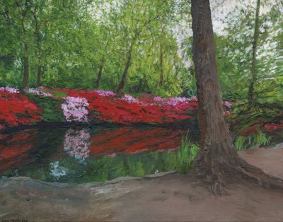 Still Pond, Richmond Park, 2013 (akryyli kankaalle) tekijältä Simon Neville