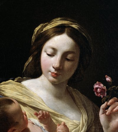Yksityiskohta "" Neitsyt ja Jeesus-lapsi" (öljy kankaalle) tekijältä Simon Vouet