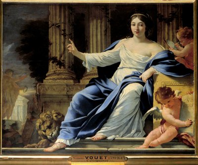 kaunopuheisuus. Edustus Polymniesta, kaunopuheisuuden museosta. Simon Vouetin (1590-1649) maalaus 1600-luvun su. 0,81 x 1 m tekijältä Simon Vouet