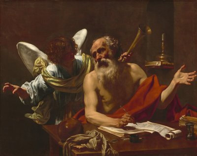 Pyhä Hieronymus ja enkeli, n. 16221625. tekijältä Simon Vouet