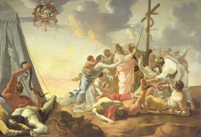 Brazen Serpent, oikea osa (öljy kankaalle) tekijältä Simon Vouet