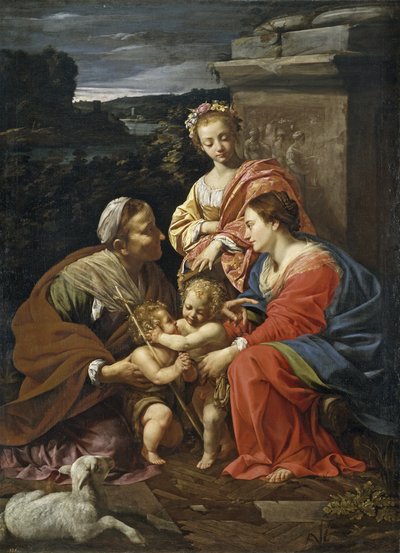 Neitsyt ja lapsi, Johannes Kastaja poikana, pyhä Elizabeth ja pyhä Katariina - Vouet, Simon (1590-1649) - 1625-1626 - Öljy kankaalle - 182x130 - Museo del Prado, Madrid tekijältä Simon Vouet