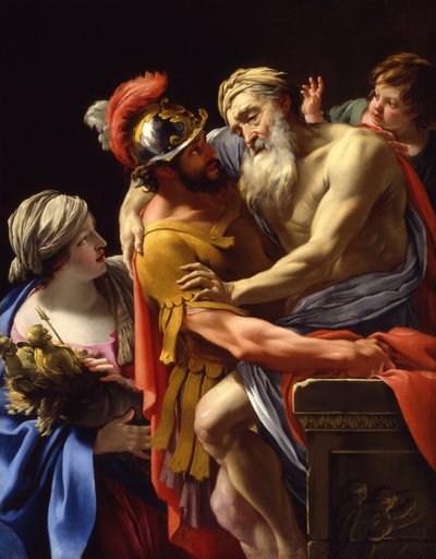 Æneas ja hänen isänsä pakenemassa Troijasta, n. 1635 tekijältä Simon Vouet