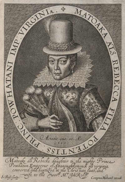 Pocahontas (noin 1595-1617) tekijältä Simon de Passe