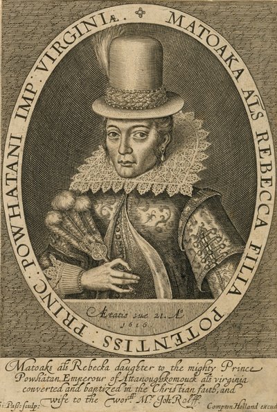 Pocahontas, 1616. tekijältä Simon de Passe
